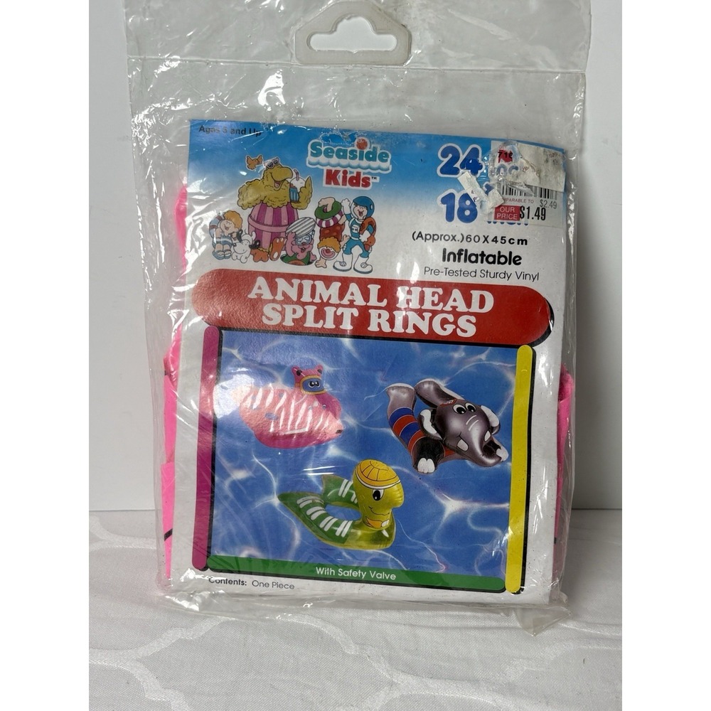Tony Seaside Kids Animal Head Split Ring Hippopotamus Inflatable Pool Float VTG
